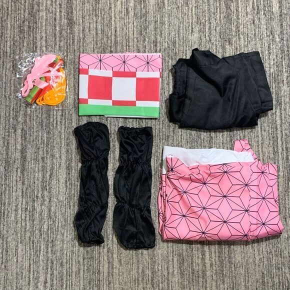 New Girl’s 5T Japanese Kimono Cloak Set Accessories Cosplay Costume‎ Slayer - Picture 3 of 3